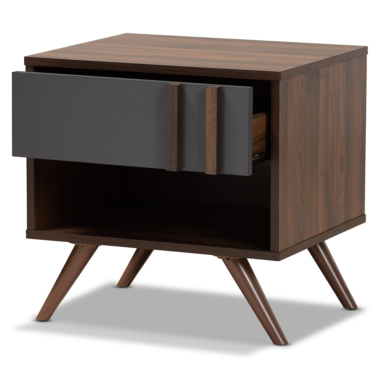 Baxton Studio Naoki 18.5-inch High 1-Drawer Nightstand, Grey and Walnut (168-10757-HiT)